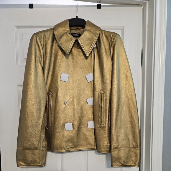 Lauren Ralph Lauren Jackets & Blazers - NWT Lauren Ralph Lauren Women's Metallic Leather Peacoat Size 16